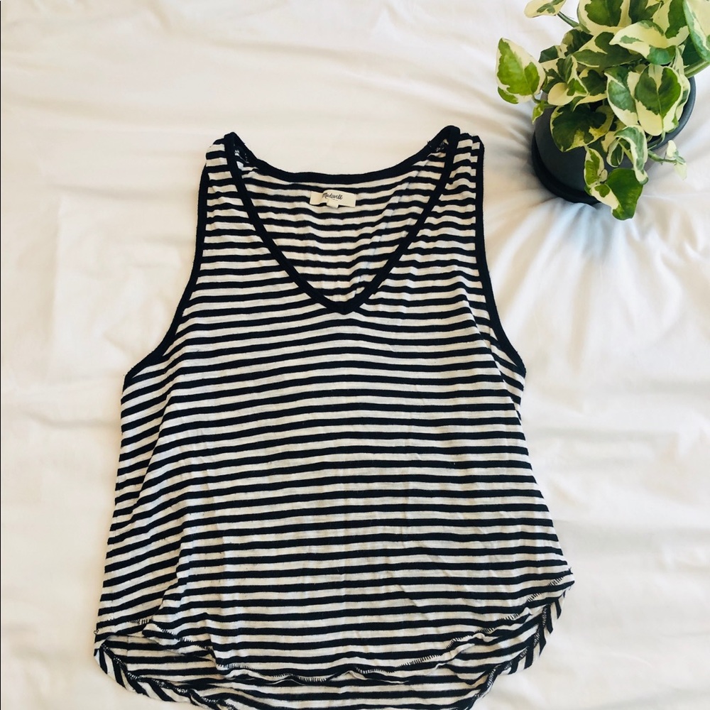 MADEWELL loose stripped v-neck tank top💞